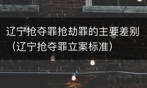 辽宁抢夺罪抢劫罪的主要差别（辽宁抢夺罪立案标准）