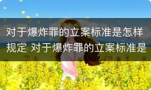 对于爆炸罪的立案标准是怎样规定 对于爆炸罪的立案标准是怎样规定的