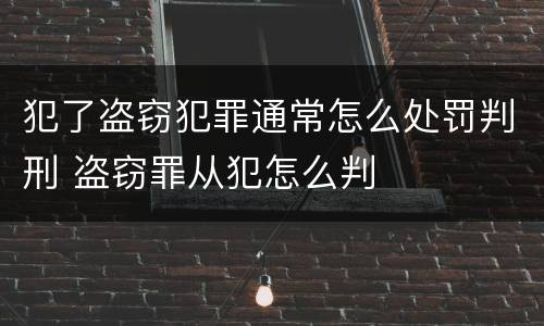 犯了盗窃犯罪通常怎么处罚判刑 盗窃罪从犯怎么判