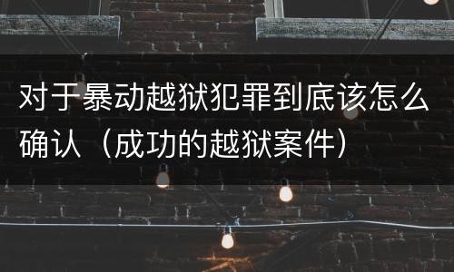 对于暴动越狱犯罪到底该怎么确认（成功的越狱案件）