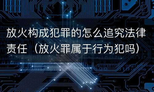 放火构成犯罪的怎么追究法律责任（放火罪属于行为犯吗）