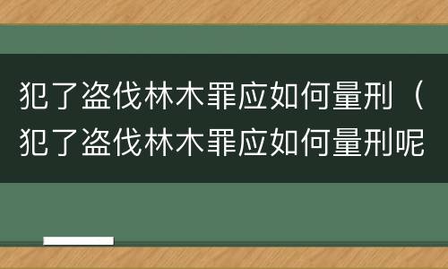 犯了盗伐林木罪应如何量刑（犯了盗伐林木罪应如何量刑呢）