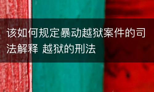 该如何规定暴动越狱案件的司法解释 越狱的刑法