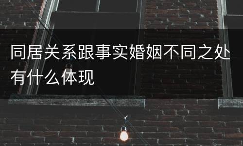 同居关系跟事实婚姻不同之处有什么体现