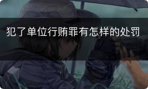 犯了单位行贿罪有怎样的处罚