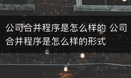 公司合并程序是怎么样的 公司合并程序是怎么样的形式