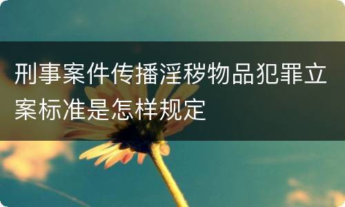 刑事案件传播淫秽物品犯罪立案标准是怎样规定