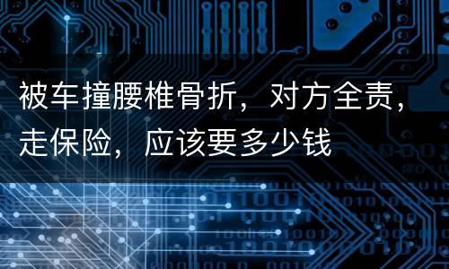 被车撞腰椎骨折，对方全责，走保险，应该要多少钱