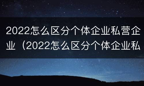 2022怎么区分个体企业私营企业（2022怎么区分个体企业私营企业呢）