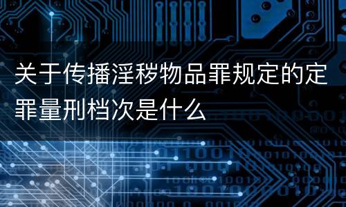 关于传播淫秽物品罪规定的定罪量刑档次是什么