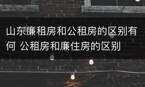 山东廉租房和公租房的区别有何 公租房和廉住房的区别
