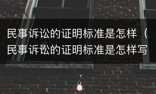 民事诉讼的证明标准是怎样（民事诉讼的证明标准是怎样写）