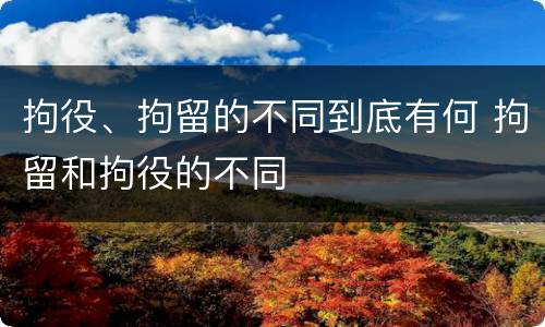 拘役、拘留的不同到底有何 拘留和拘役的不同