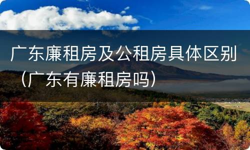 广东廉租房及公租房具体区别（广东有廉租房吗）