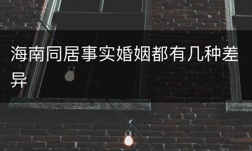 海南同居事实婚姻都有几种差异