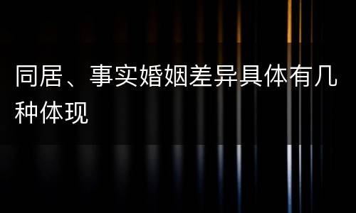 同居、事实婚姻差异具体有几种体现