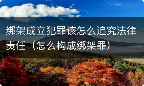 绑架成立犯罪该怎么追究法律责任（怎么构成绑架罪）