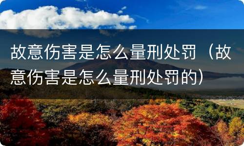 故意伤害是怎么量刑处罚（故意伤害是怎么量刑处罚的）