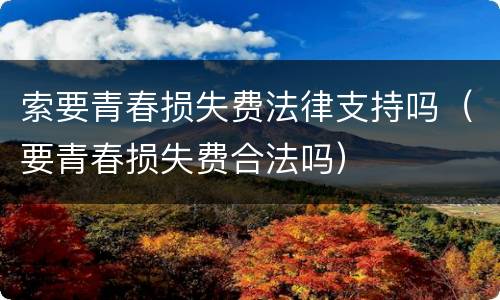 索要青春损失费法律支持吗（要青春损失费合法吗）