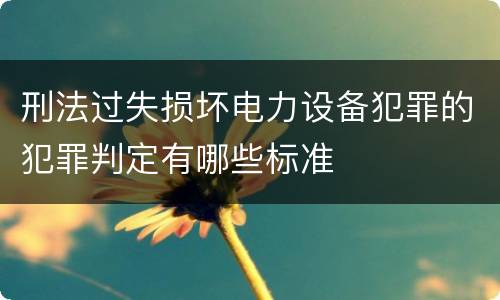 刑法过失损坏电力设备犯罪的犯罪判定有哪些标准