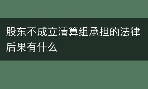 股东不成立清算组承担的法律后果有什么