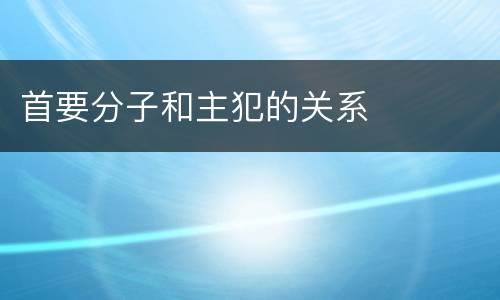 首要分子和主犯的关系