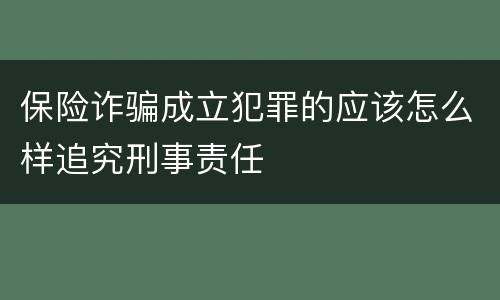 保险诈骗成立犯罪的应该怎么样追究刑事责任
