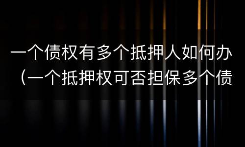 一个债权有多个抵押人如何办（一个抵押权可否担保多个债权）