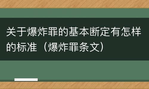 关于爆炸罪的基本断定有怎样的标准（爆炸罪条文）