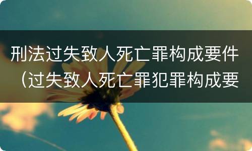 刑法过失致人死亡罪构成要件（过失致人死亡罪犯罪构成要件）