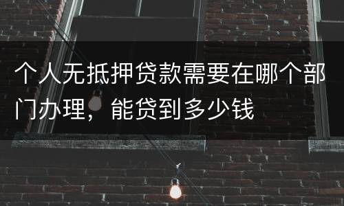 个人无抵押贷款需要在哪个部门办理，能贷到多少钱