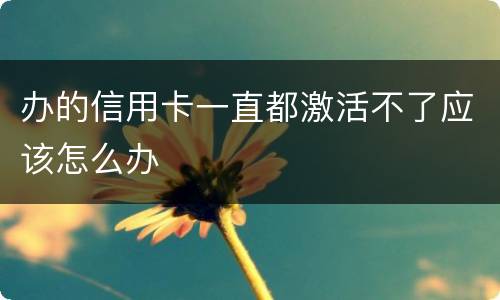 办的信用卡一直都激活不了应该怎么办