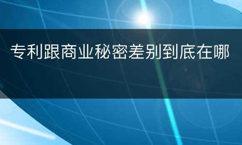 专利跟商业秘密差别到底在哪