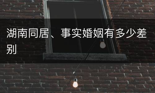 湖南同居、事实婚姻有多少差别