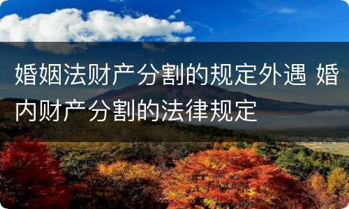 婚姻法财产分割的规定外遇 婚内财产分割的法律规定