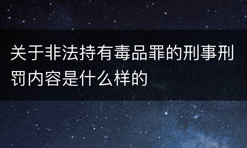 关于非法持有毒品罪的刑事刑罚内容是什么样的