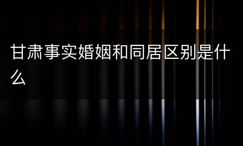 甘肃事实婚姻和同居区别是什么
