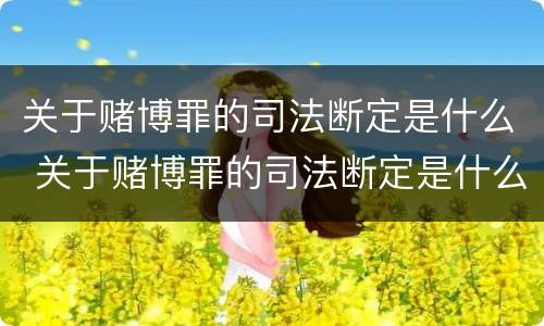 关于赌博罪的司法断定是什么 关于赌博罪的司法断定是什么标准