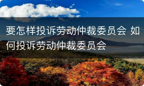 要怎样投诉劳动仲裁委员会 如何投诉劳动仲裁委员会