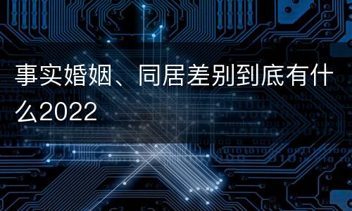 事实婚姻、同居差别到底有什么2022