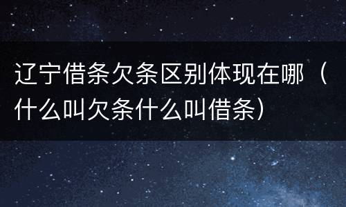 辽宁借条欠条区别体现在哪（什么叫欠条什么叫借条）