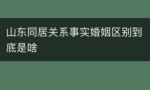 山东同居关系事实婚姻区别到底是啥
