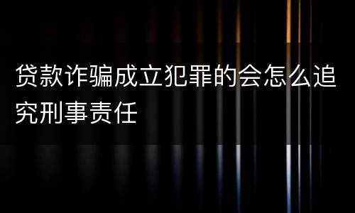 贷款诈骗成立犯罪的会怎么追究刑事责任