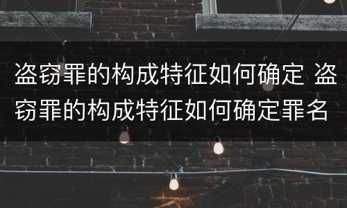 盗窃罪的构成特征如何确定 盗窃罪的构成特征如何确定罪名