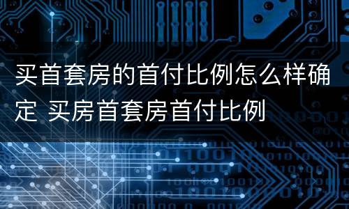 买首套房的首付比例怎么样确定 买房首套房首付比例