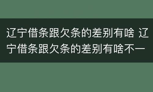 辽宁借条跟欠条的差别有啥 辽宁借条跟欠条的差别有啥不一样