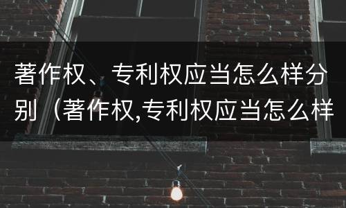 著作权、专利权应当怎么样分别（著作权,专利权应当怎么样分别保护）
