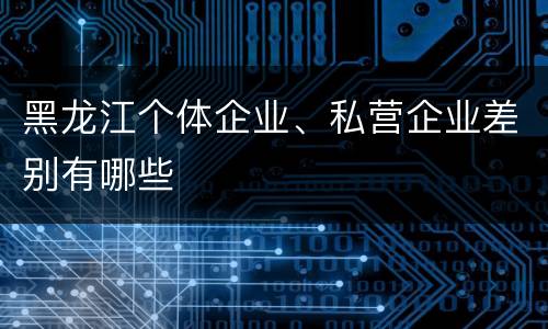 黑龙江个体企业、私营企业差别有哪些