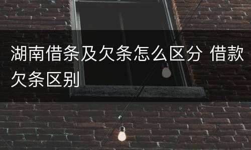 湖南借条及欠条怎么区分 借款欠条区别