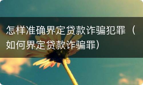 怎样准确界定贷款诈骗犯罪（如何界定贷款诈骗罪）